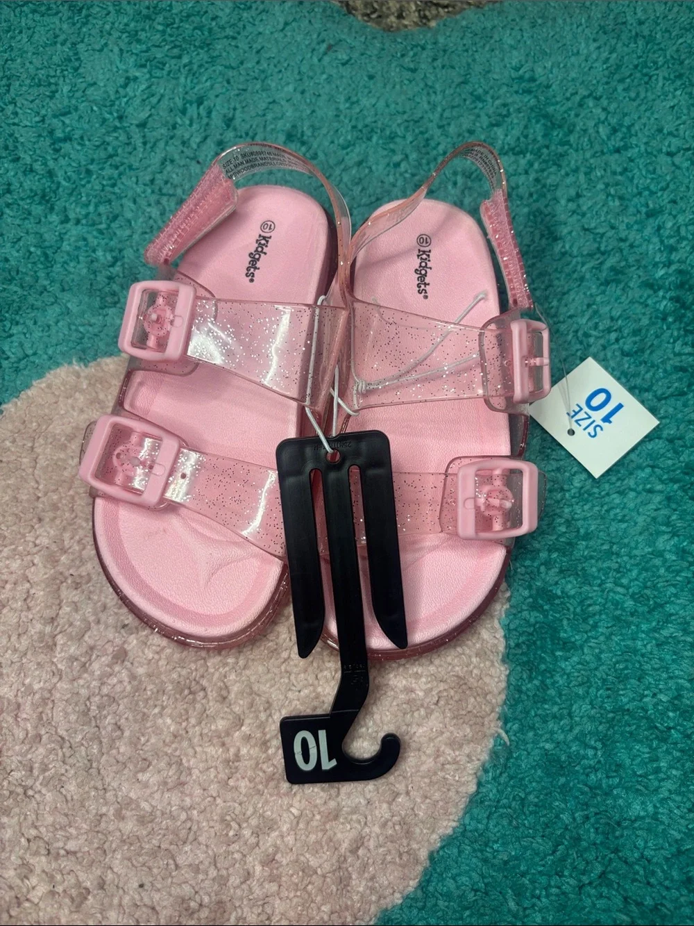 Kids' Pink Jelly Sandals with Adjustable Buckles - Size 10